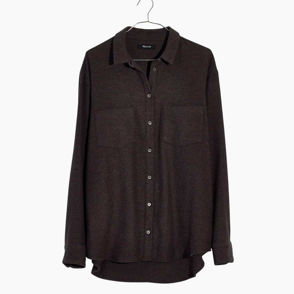 Madewell Flannel Sunday Shirt, Charcoal Grey, Size Small
